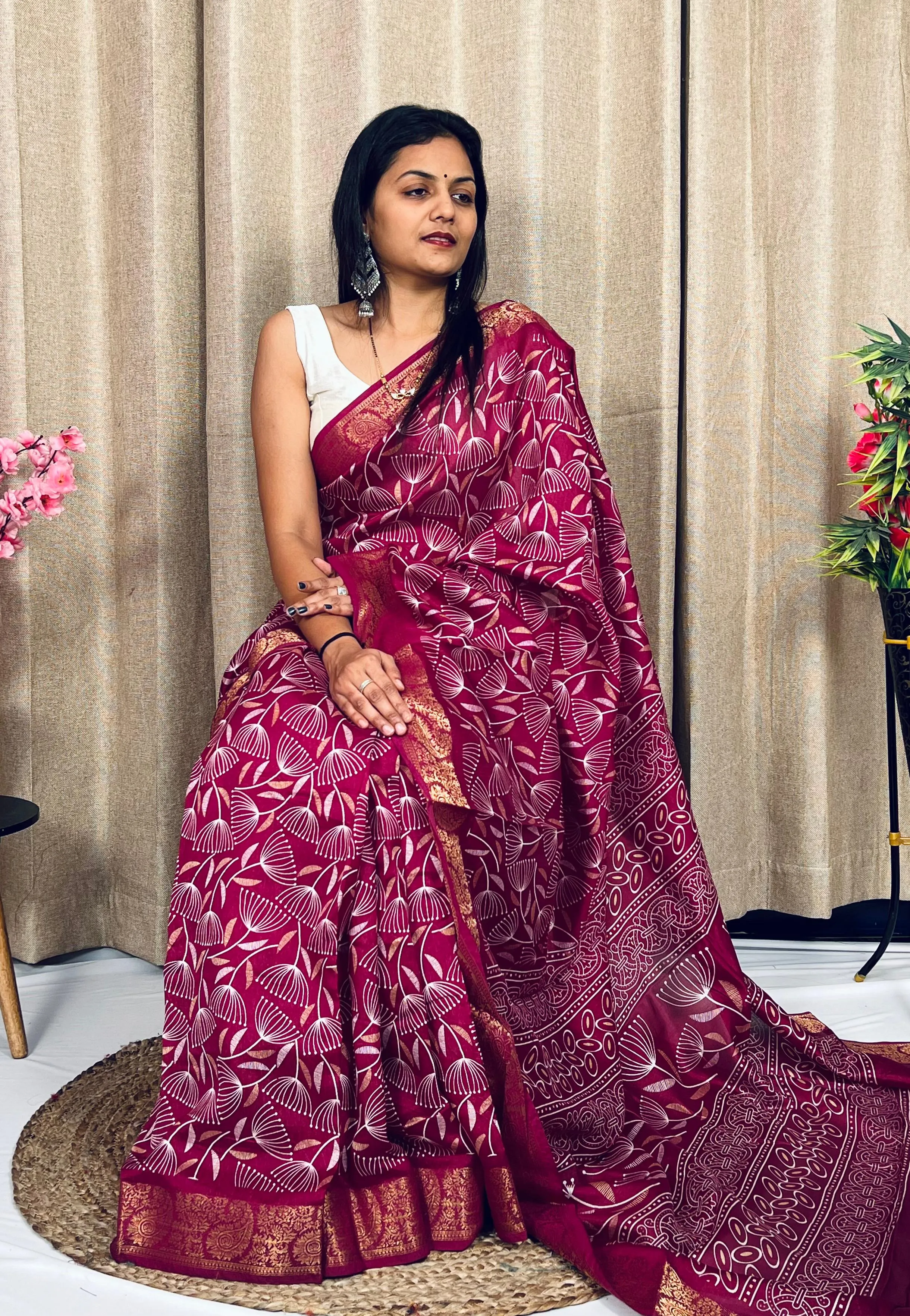 Beautiful Designer Soft Soft Tushar Silk Slub Saree