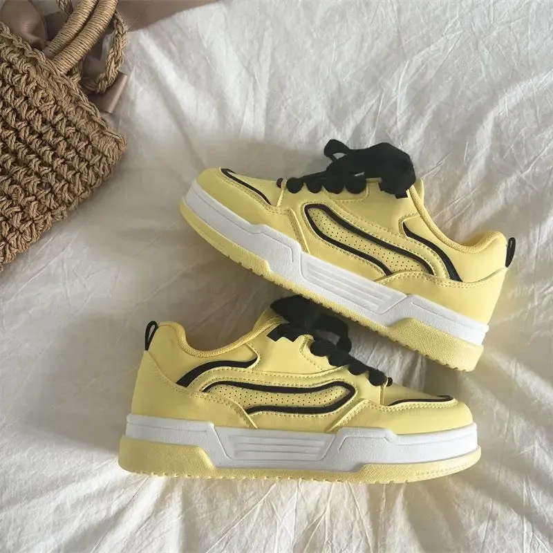 binfenxie  -  Pink Yellow Casual Sneakers for Women Spring Autumn Fashion Platform Shoes Ladies Korean New Designer Ladies Board Shoes Female