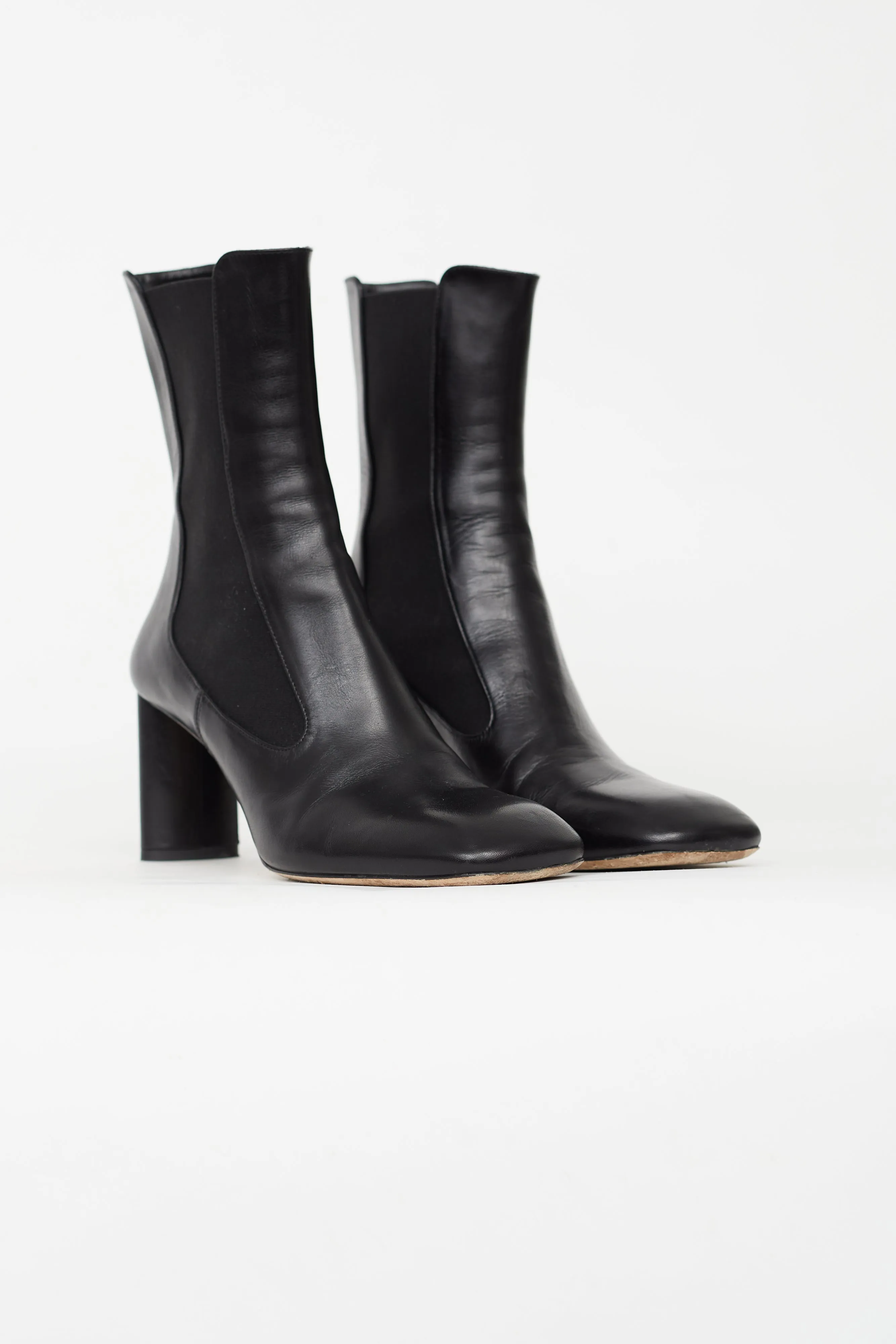 Black Leather Chelsea Ankle Boot