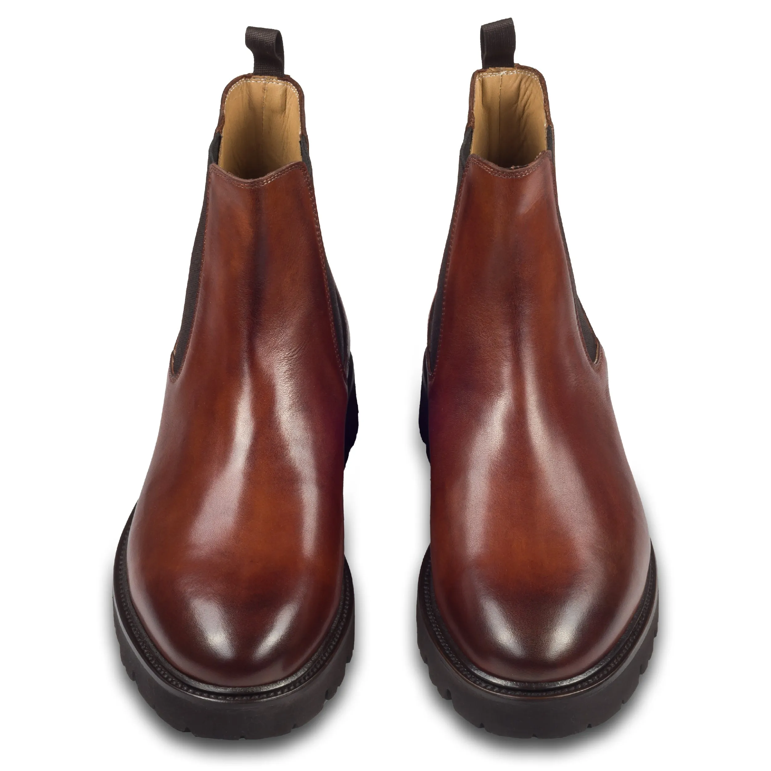 BRECOS Chelsea Boots für Herren braun, Kalbsleder - Gummisohle, handgefertigt & durchgenäht | SALE %