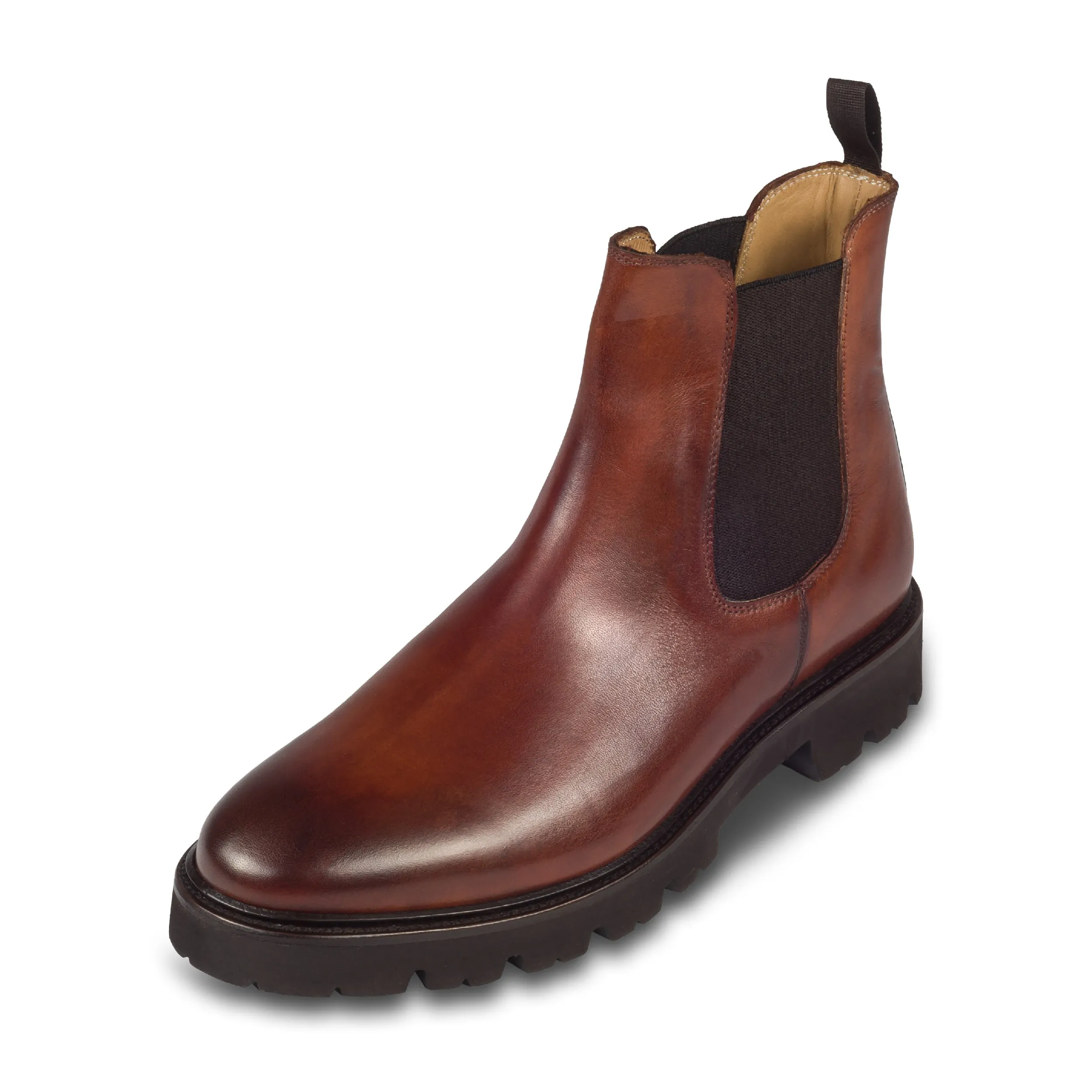 BRECOS Chelsea Boots für Herren braun, Kalbsleder - Gummisohle, handgefertigt & durchgenäht | SALE %