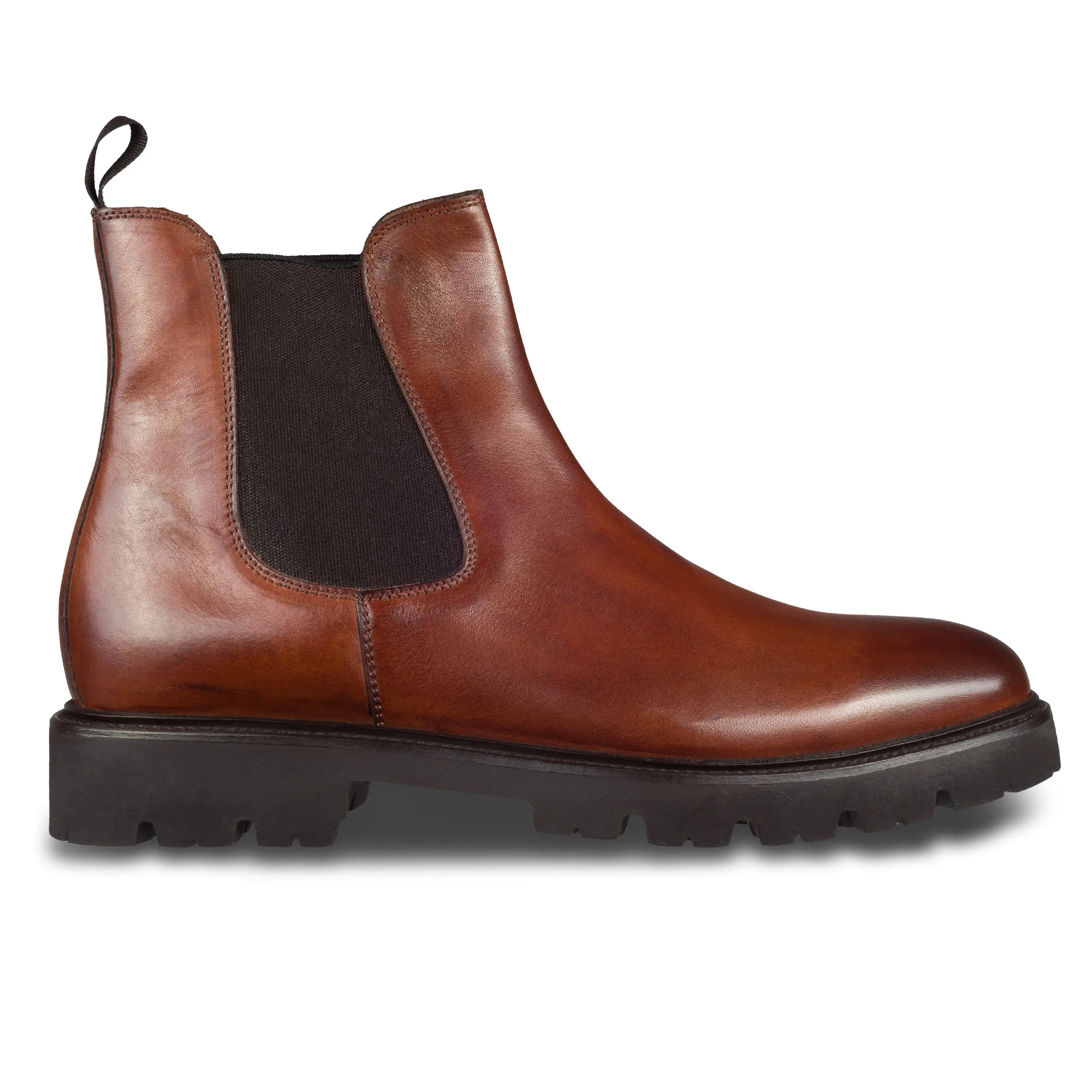 BRECOS Chelsea Boots für Herren braun, Kalbsleder - Gummisohle, handgefertigt & durchgenäht | SALE %
