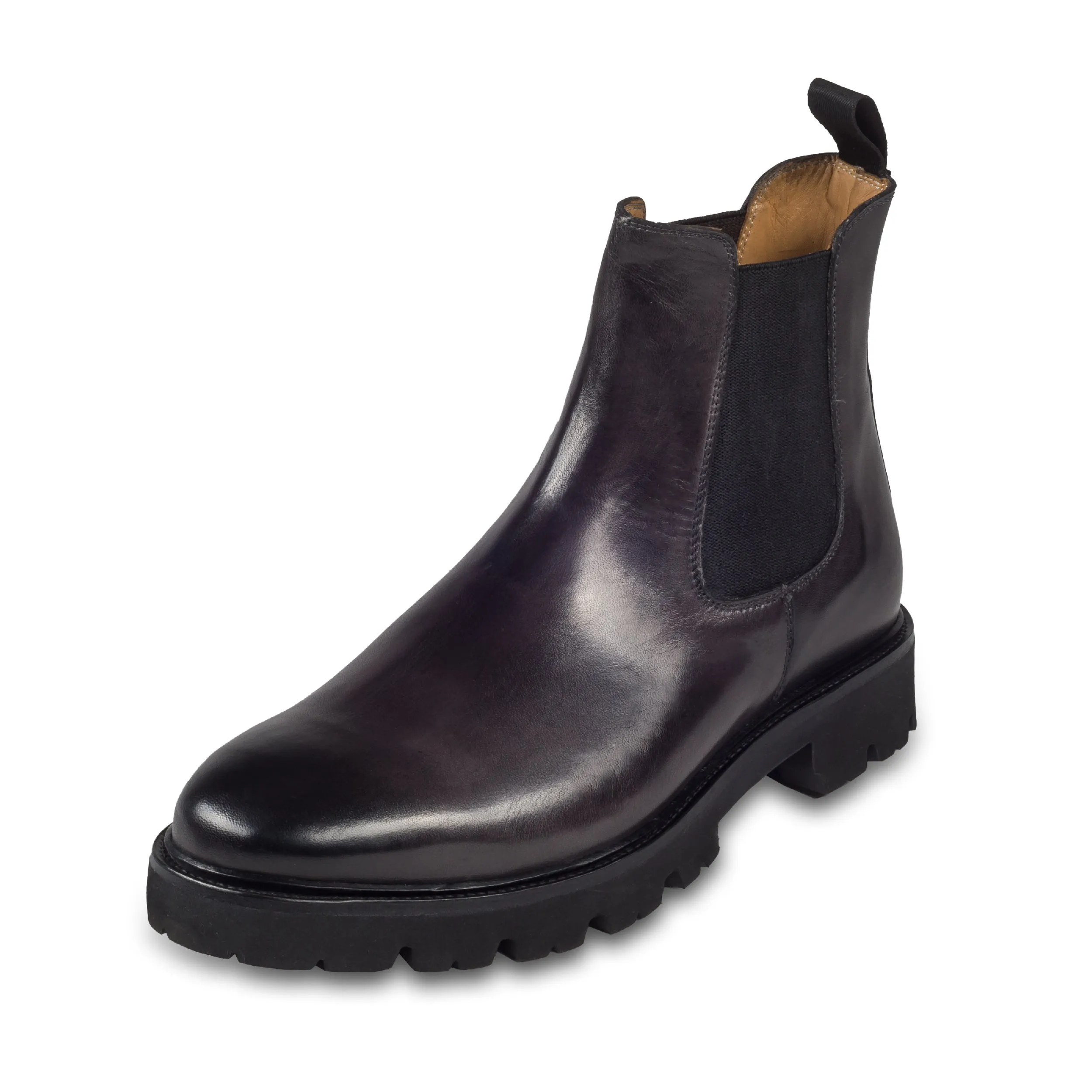 BRECOS Chelsea Boots für Herren grau - Kalbsleder, Gummisohle, handgefertigt & durchgenäht | SALE %