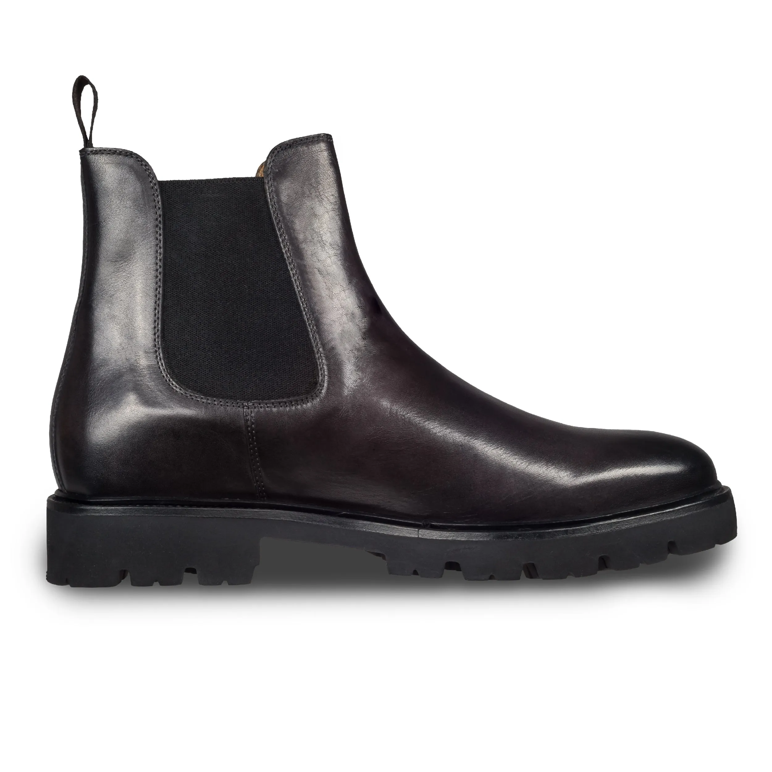 BRECOS Chelsea Boots für Herren grau - Kalbsleder, Gummisohle, handgefertigt & durchgenäht | SALE %