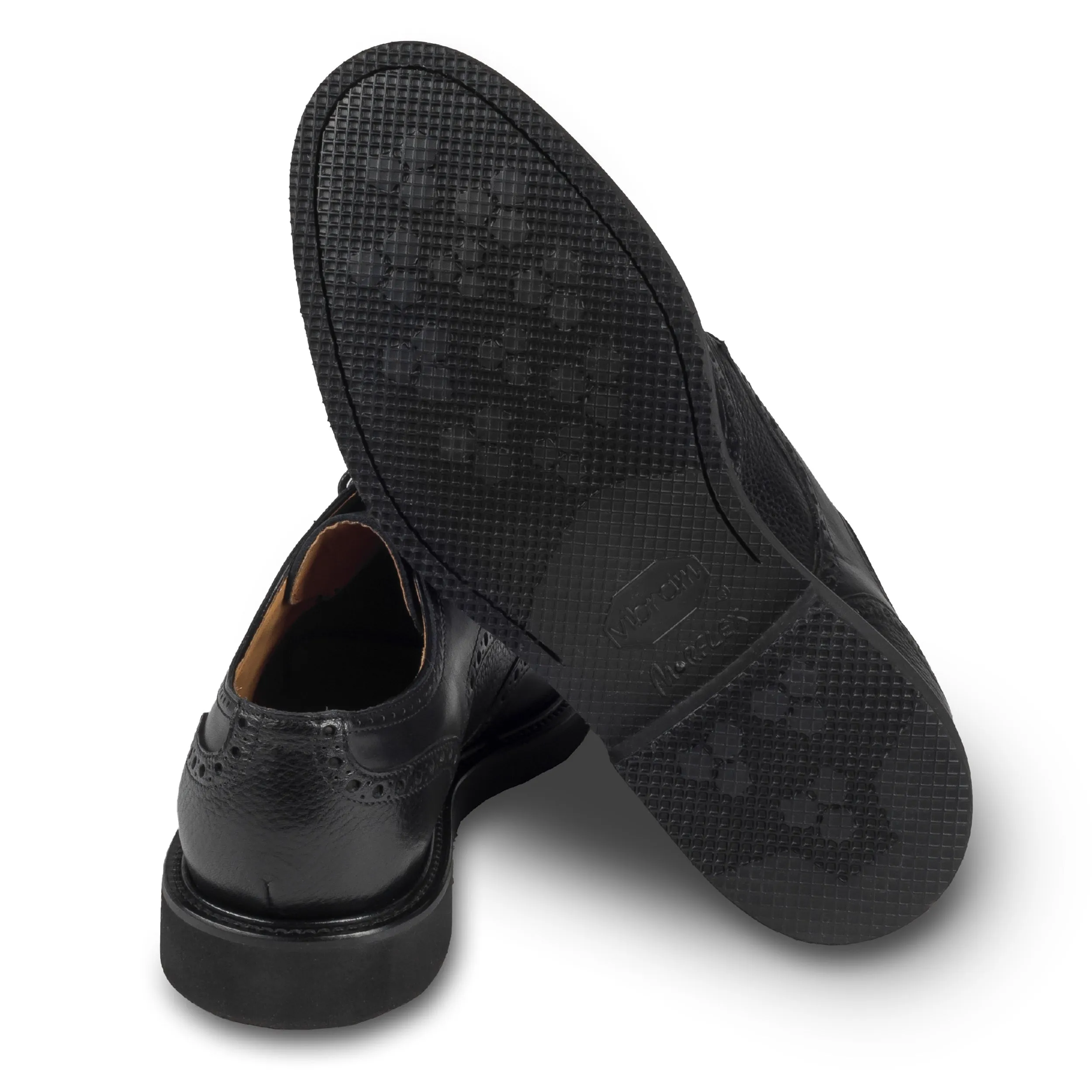 BRECOS Schnür-Halbschuh Budapester-Stil schwarz, Vibram-Sohle, Kalbsleder durchgenäht