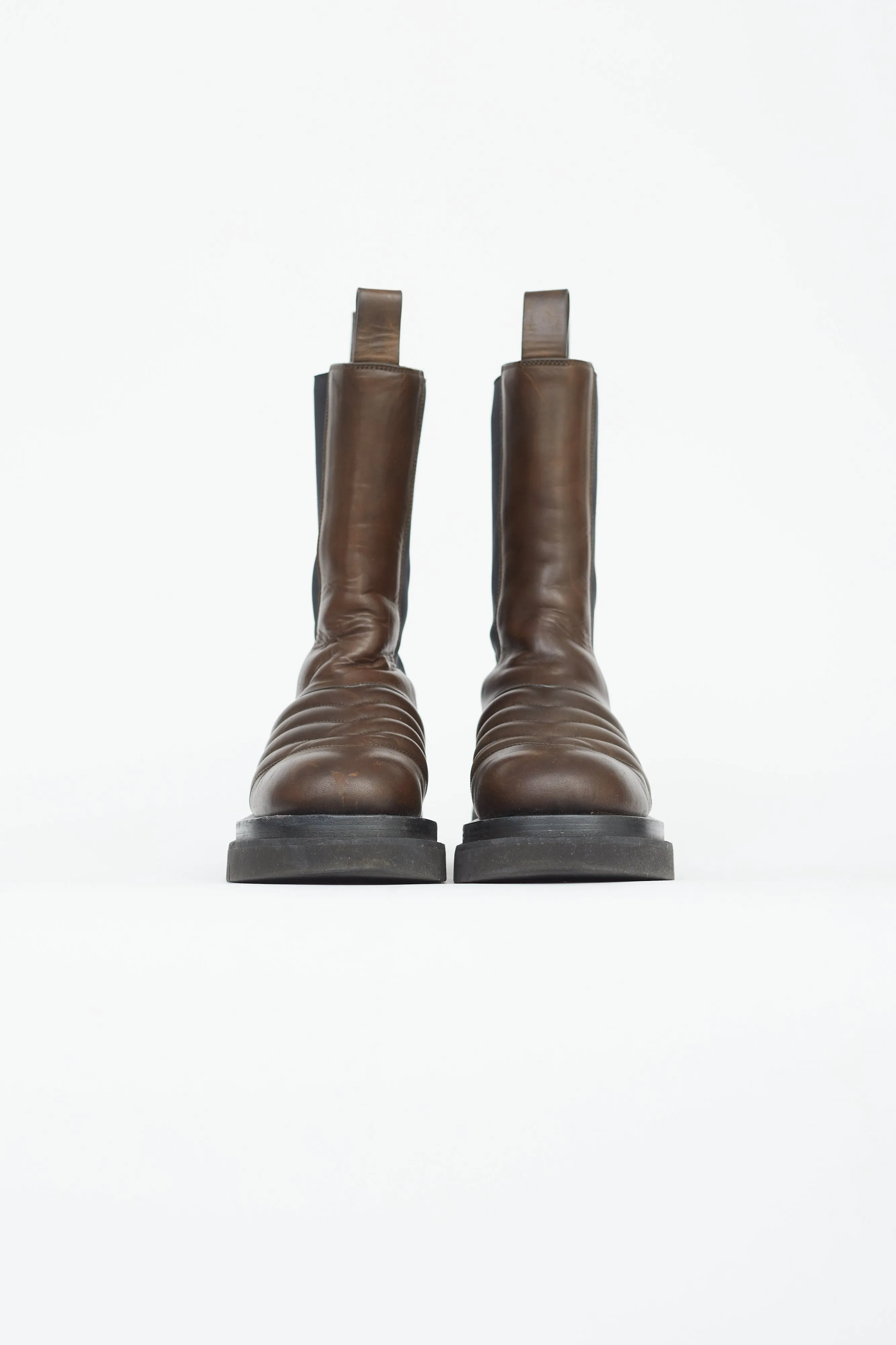 Brown Chevron Quilted Chelsea Boot
