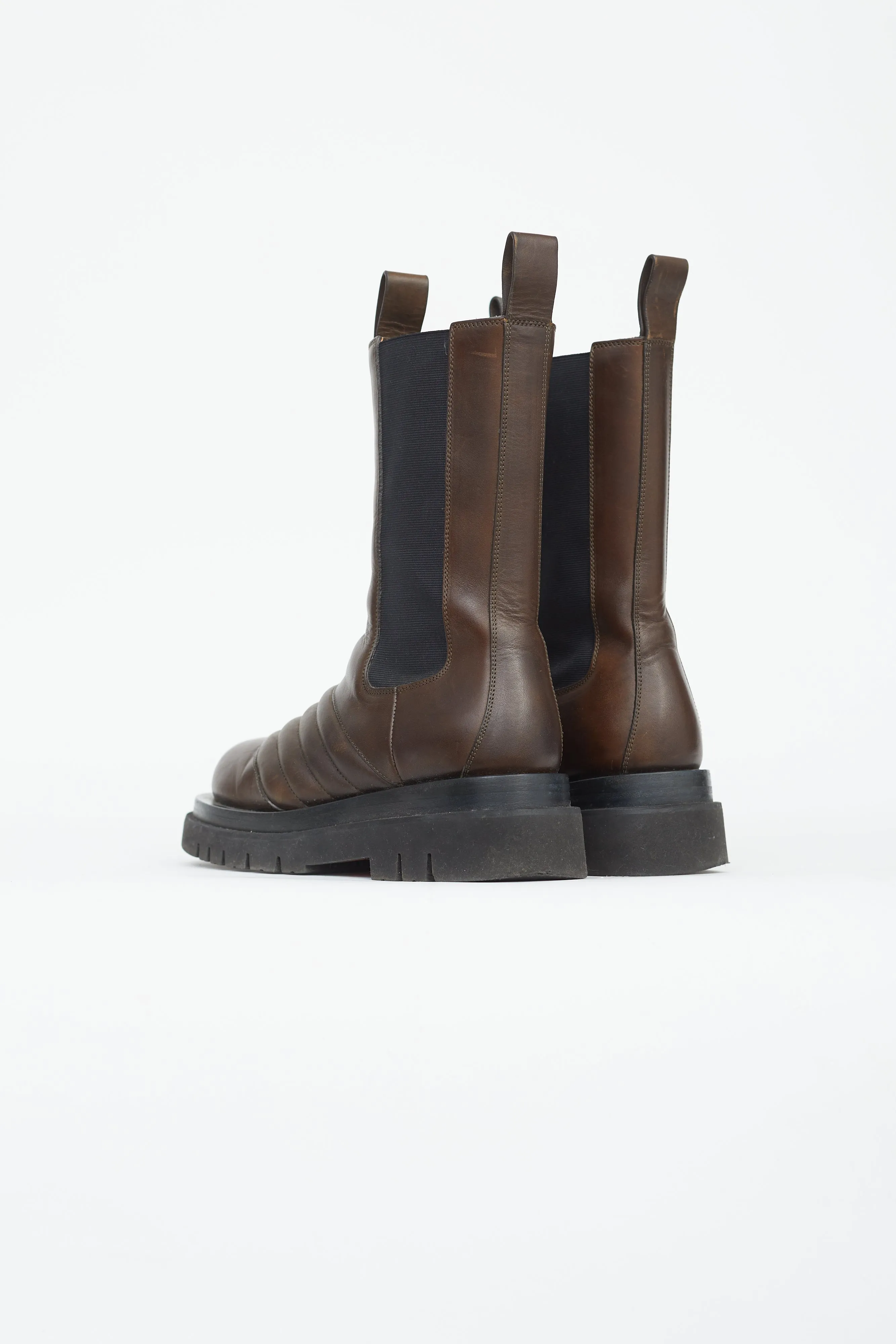Brown Chevron Quilted Chelsea Boot