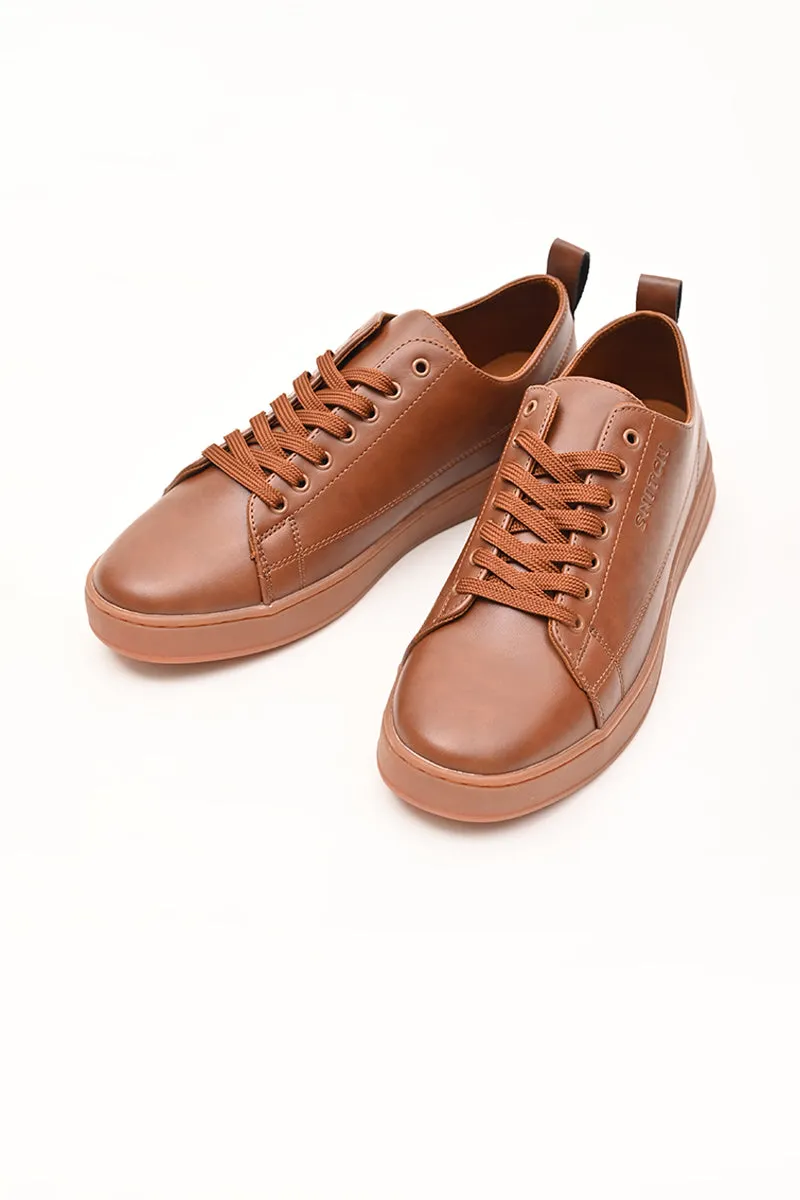 Brown Solid Sneakers