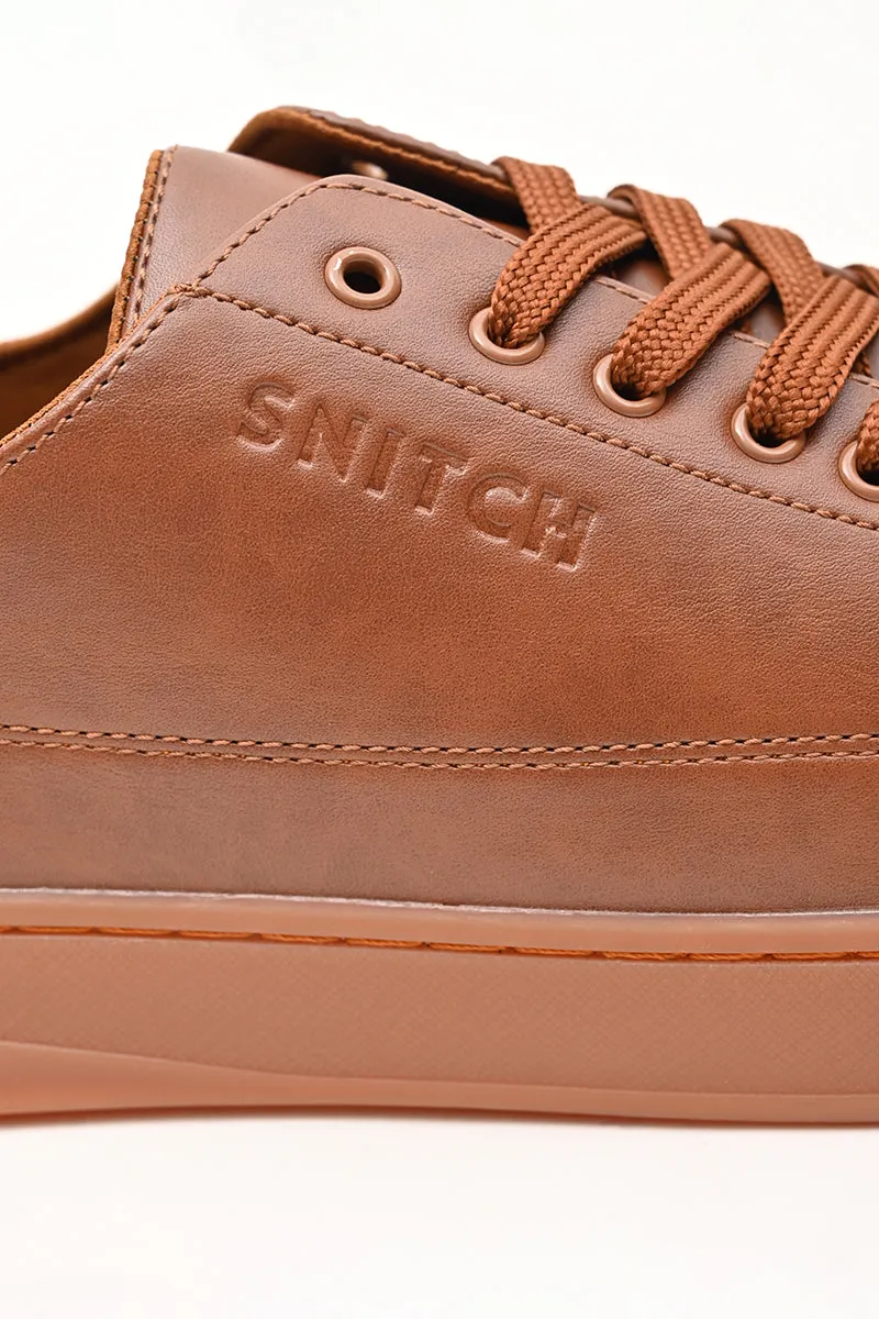 Brown Solid Sneakers
