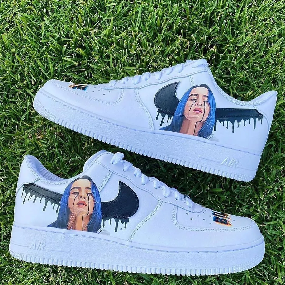 Cartoon Role Dripping Black Blue Custom Nike Air Force 1