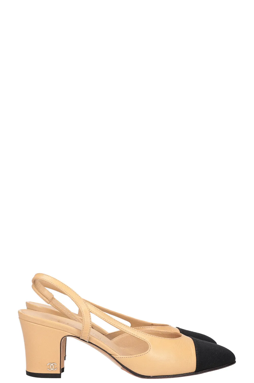 CHANEL Slingback Pumps Beige
