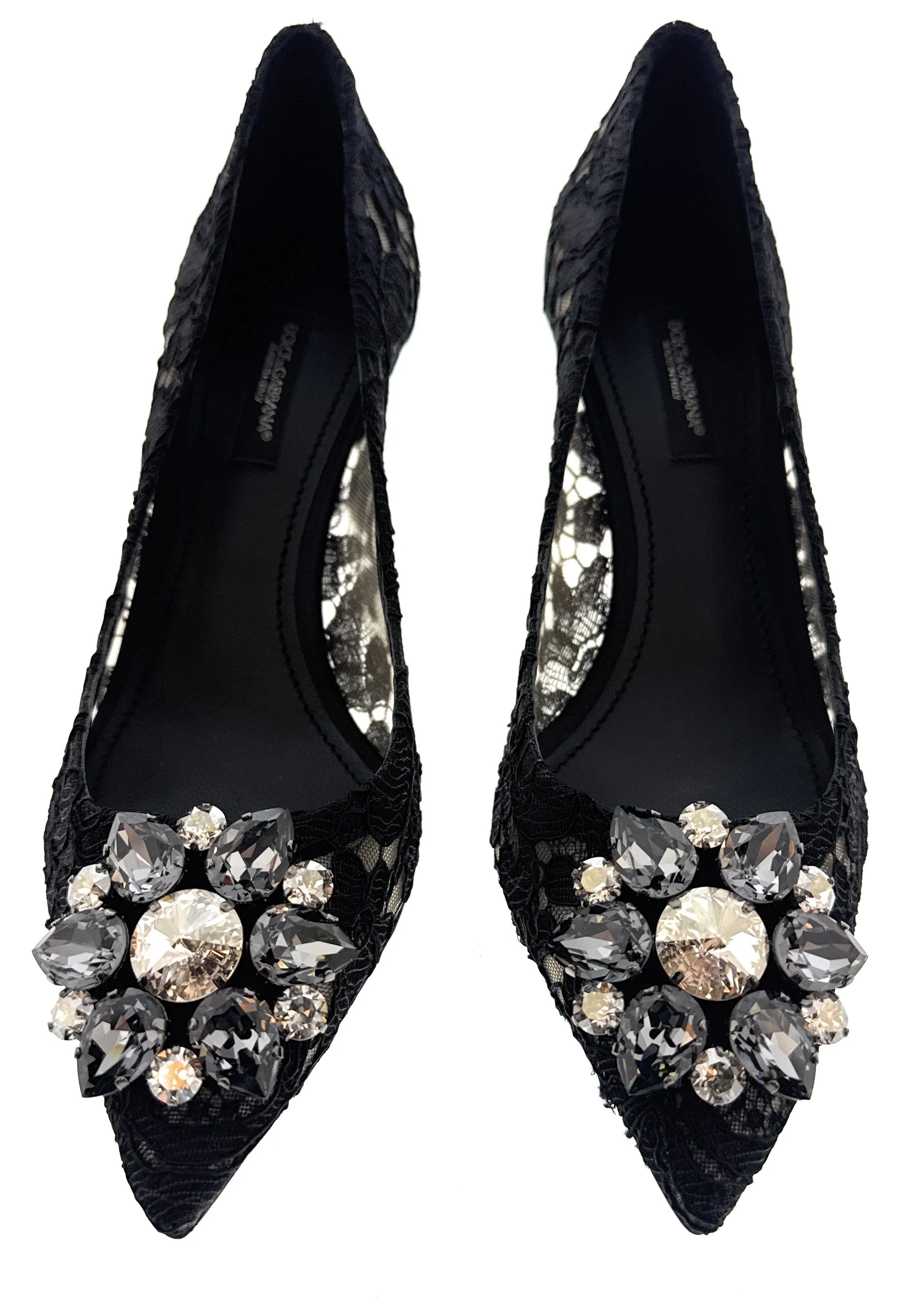 Dolce & Gabbana Black Floral Lace  Kitten Heels-EU36.5