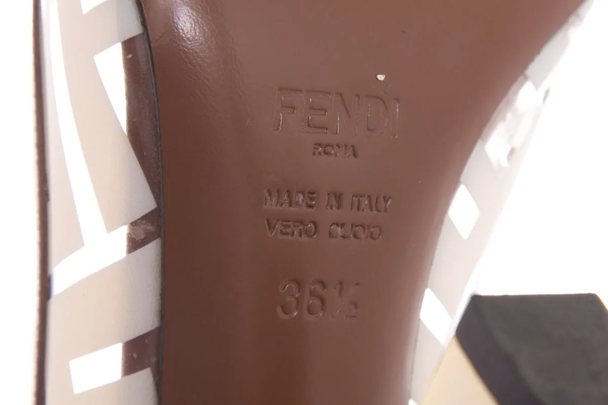 Fendi Brown & Gold PVC Heels SZ 36.5