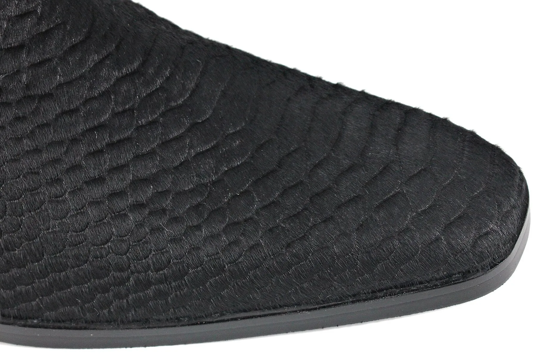 Horse Leather Crocodilian Print Horse Hair Heel Chelsea Boots