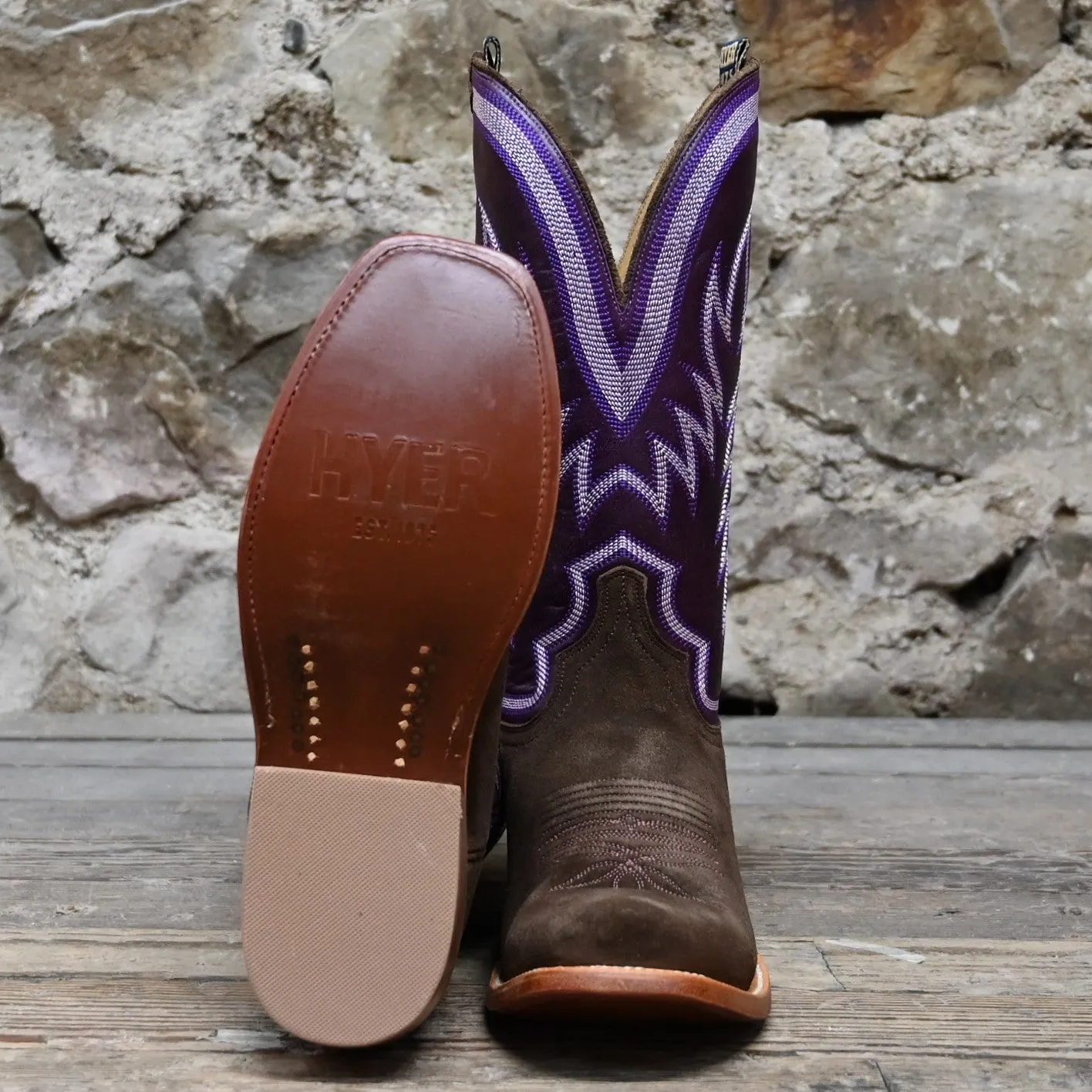 Hyer CULVER EGGPLANT 13" Eggplant Top with Chestnut Napped Roughout Vamp