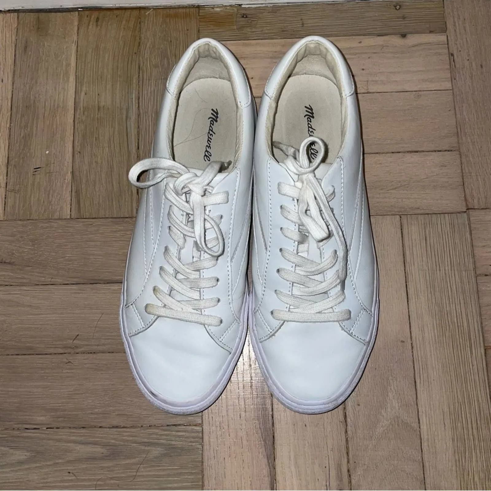 Madewell White Leather Sidewalk Low-Top Sneakers (W10)