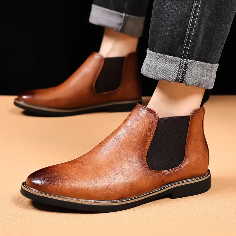 Men's Classic Glossy Chelsea Boots | Ideal for All Seasons