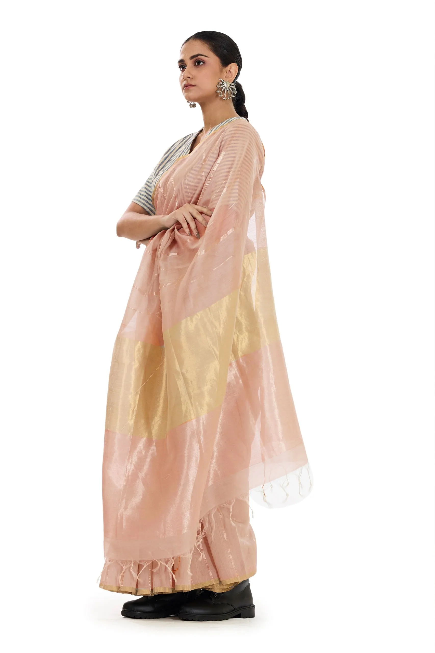 Peach soft saree