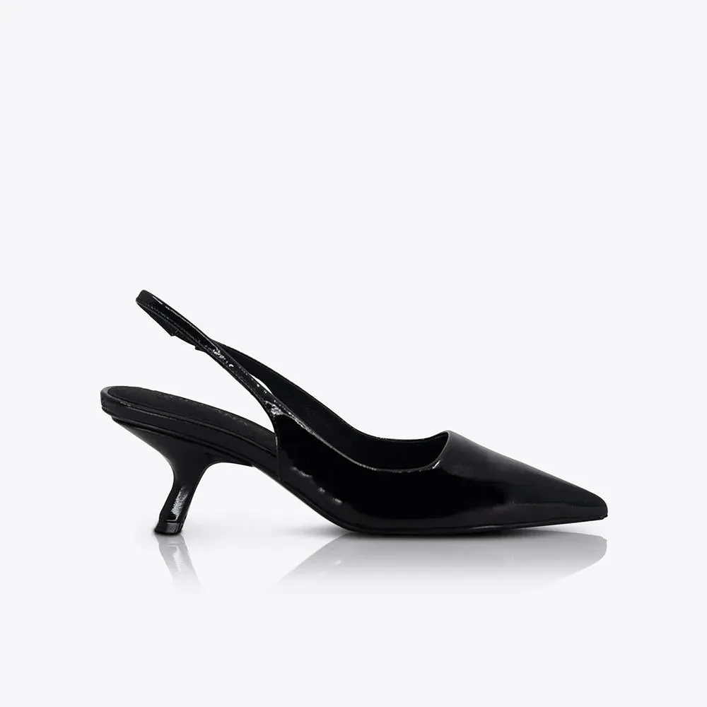 SANDRA HEEL | PATENT BLACK