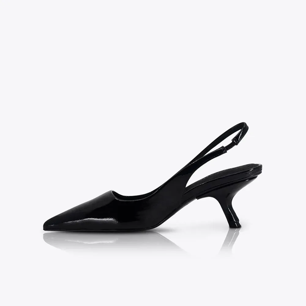 SANDRA HEEL | PATENT BLACK