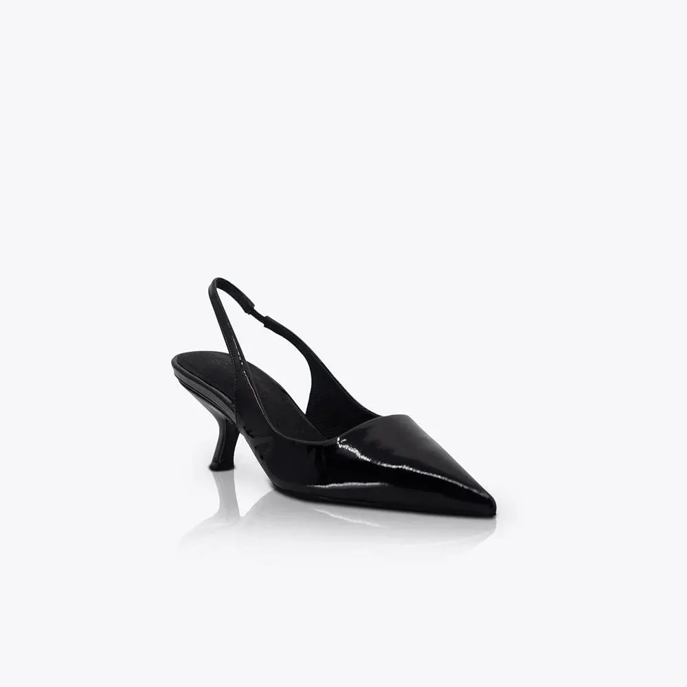 SANDRA HEEL | PATENT BLACK