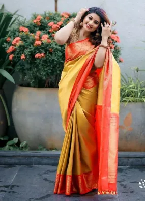 Special Haldi Golden Soft Lichi Silk Saree