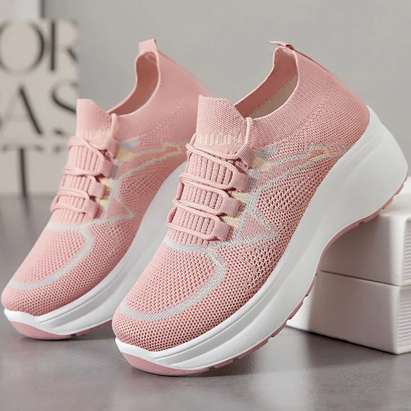 Women's Lace-Up Knit Sneakers
