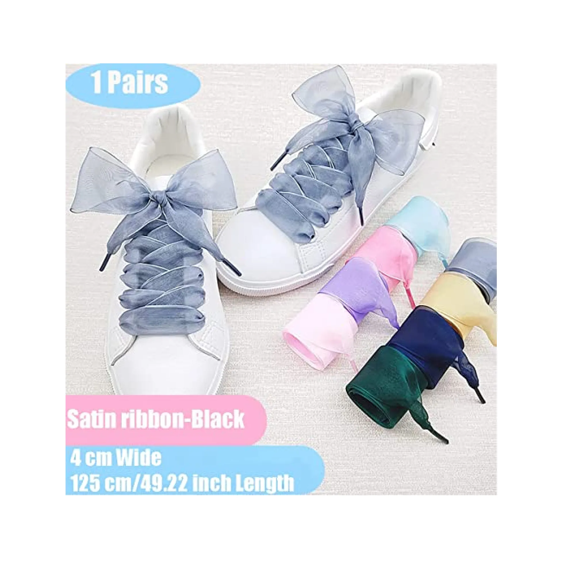 YFLY Shoe Laces, Soft Casual Flat Satin Ribbon Shoelaces Sneaker Shoestrings for Women Girls 4CM Wide